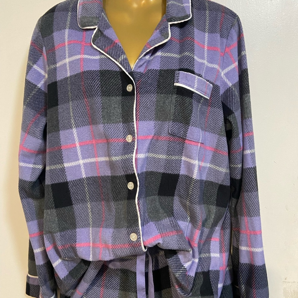 DKNYC Purple Plaid Pajama Set